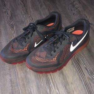 Nike AirMax tennis shoes dark grey and orange
